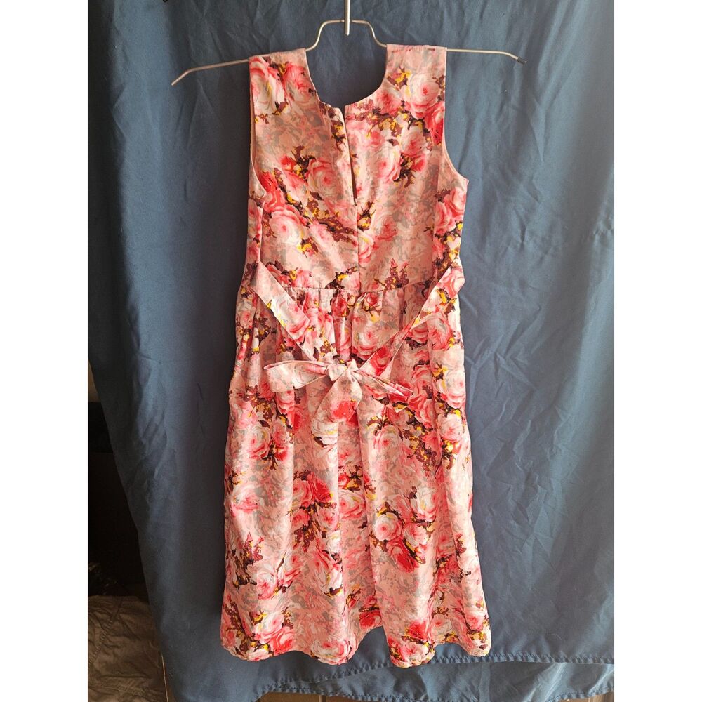 Lovely Pink Floral Sleeveless A-Line Dress - Girls/Junior Size - Picture 2 of 2